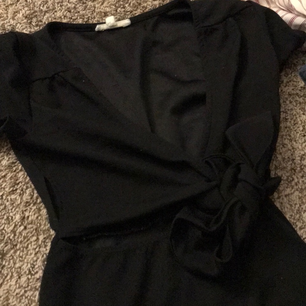 Small Rolla Coster Tie Front Short Black Dress